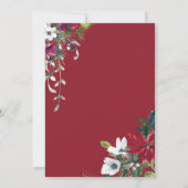 Red Poinsettia Floral Christmas Watercolor Wedding Invitation (Back)