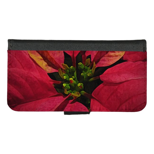 Red Poinsettia Floral iPhone 8/7 Wallet Case
