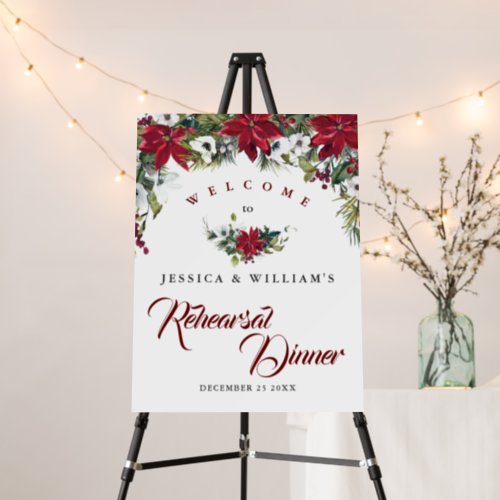 Red Poinsettia  Floral Rehearsal Dinner Foam Board