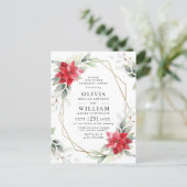 Red Poinsettia Floral REHEARSAL DINNER Invitations (Standing Front)