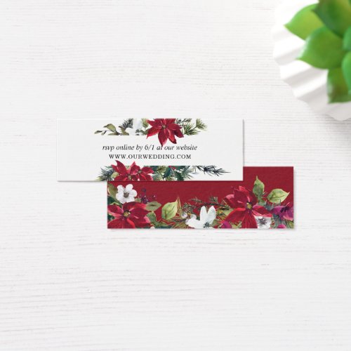 Red Poinsettia Floral  Wedding Website RSVP Cards