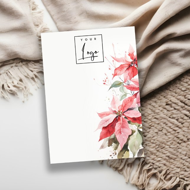 Red Poinsettia Florals Logo Blank Jewelry Holder Business Card (Creator Uploaded)