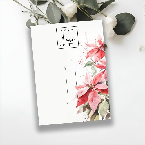 Red Poinsettia Florals Logo Hair pin Holder Business Card