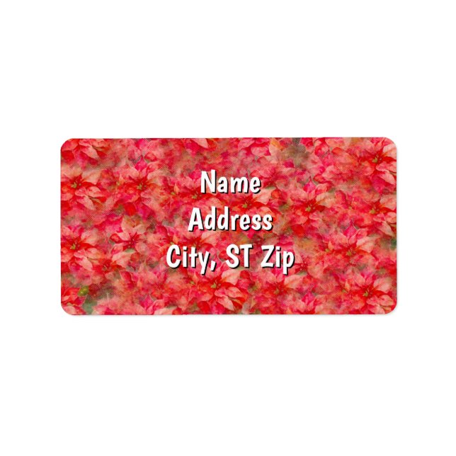 Red Poinsettia Flower Art Personal Address Label (Front)