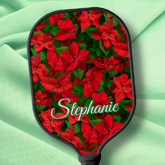 Red Poinsettia Flower Elegant Script Name