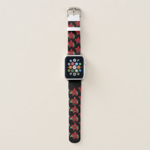 Red Poinsettia Flowers Apple Watch Band