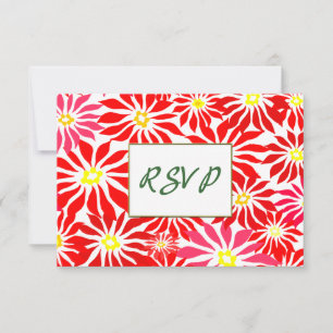Red Poinsettia Flowers Editable Holiday RSVP Card