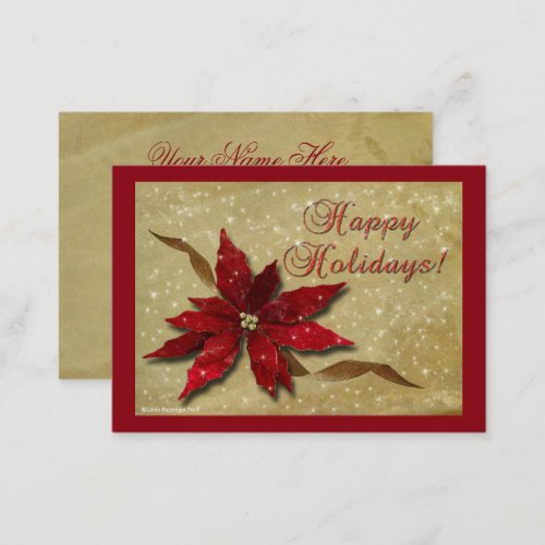 Red Poinsettia Gold Business Card