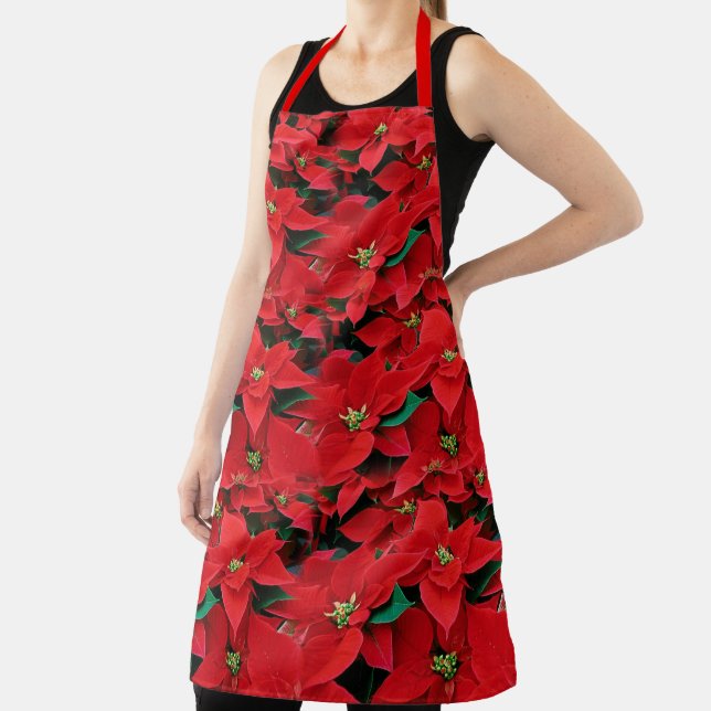 Red Poinsettia Holiday Apron (Insitu)