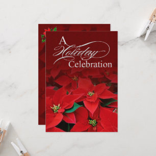 Red Poinsettia Holiday Celebration Invitation