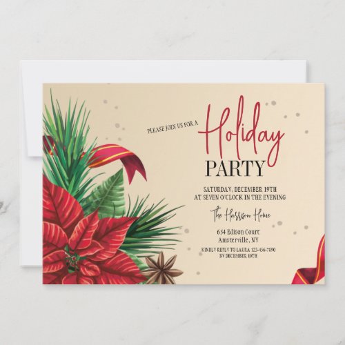 Red Poinsettia Holiday Party Invitation