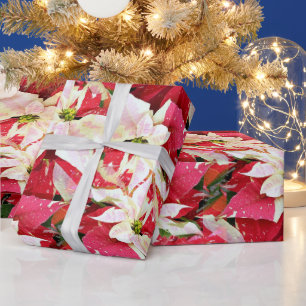 Red Poinsettia Holiday Wrapping Paper