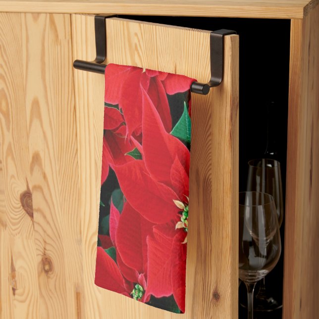 Red Poinsettia Kitchen Towel (Thirds Fold)