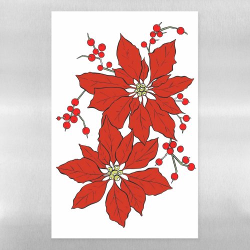 Red Poinsettia Magnetic Dry Erase Sheet