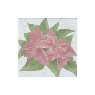 Red Poinsettia Marble Stone Coaster Stone Magnet