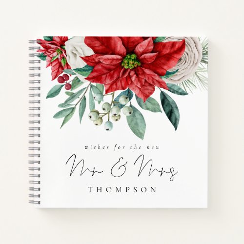 Red Poinsettia New Mr Mrs Guest Book