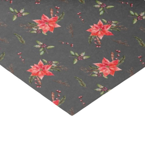 Red Poinsettia Pattern Christmas Tissue Paper