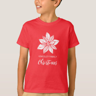 Red Poinsettia Personalized Matching Christmas T-Shirt