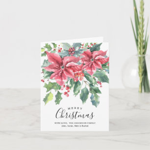 Red Poinsettia Photo (inside) Merry Christmas Card