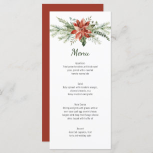 Red Poinsettia Pine and Evergreen Wedding Menu