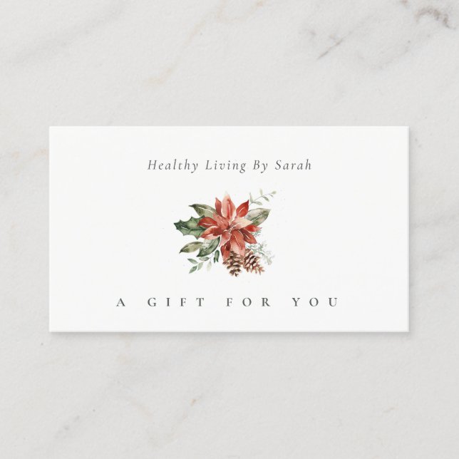 Red Poinsettia Pine Cone Festive Gift Certificate (Front)