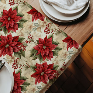Red Poinsettia Runner Watercolor Christmas Accent