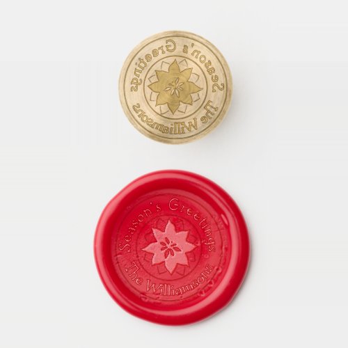 Red Poinsettia Seasonâs Greetings Wax Seal Stamp