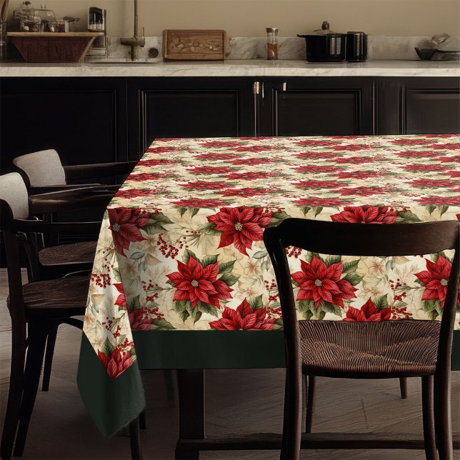 Red Poinsettia Tablecloth Classic Holiday Decor (Red Poinsettia Tablecloth Classic Holiday Decor)