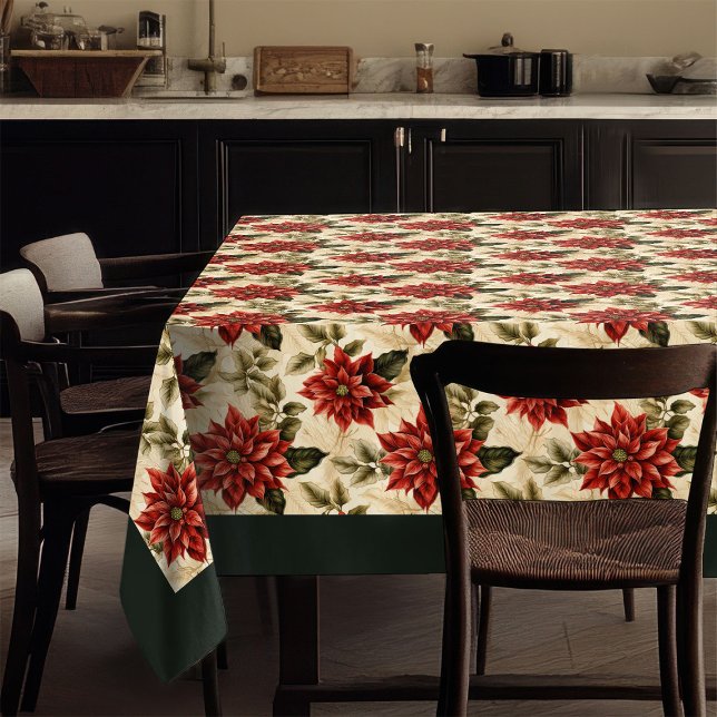 Red Poinsettia Tablecloth Watercolor Christmas (Red Poinsettia Tablecloth Watercolor Christmas)