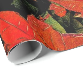 Red Poinsettia Watercolor & Gold - Wrapping Paper by LilithDeAnu at Zazzle