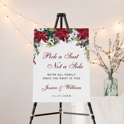 Red Poinsettia Wedding Ceremony Seating Foam Board