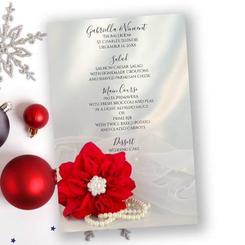 Red Poinsettia White Pearls Winter Wedding Menu