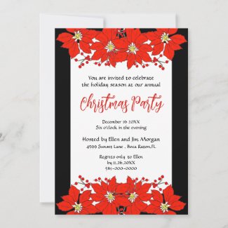 Red Poinsettia with Black Christmas Party 
