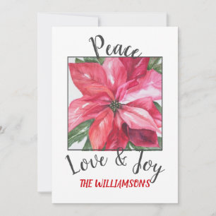 Red Poinsettia with photo Holiday Card