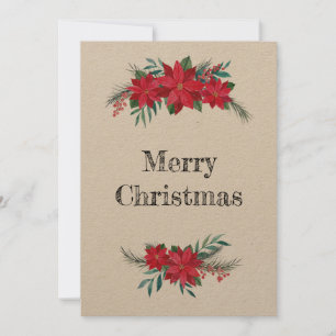 Red Poinsettia Wreath Holiday Card