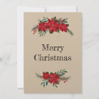 Red Poinsettia Wreath Holiday Card