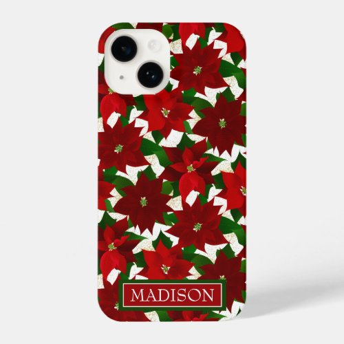 Red Poinsettias Christmas iPhone 14 Case