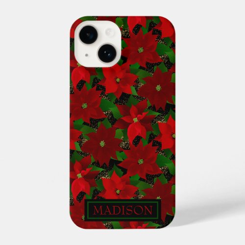 Red Poinsettias Christmas iPhone 14 Case