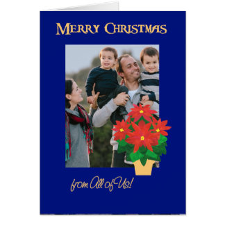 Red Poinsettias Christmas Photo From All of Us Cards