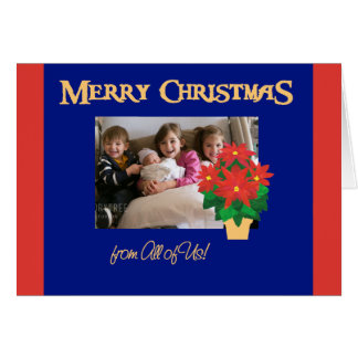 Red Poinsettias Christmas Photo From All of Us Cards