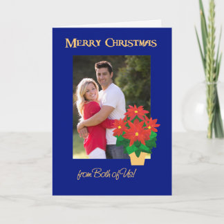 Red Poinsettias Christmas Photo From Both of Us Holiday Card
