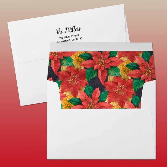 Red Poinsettias Floral Christmas Envelope (Creator Uploaded)