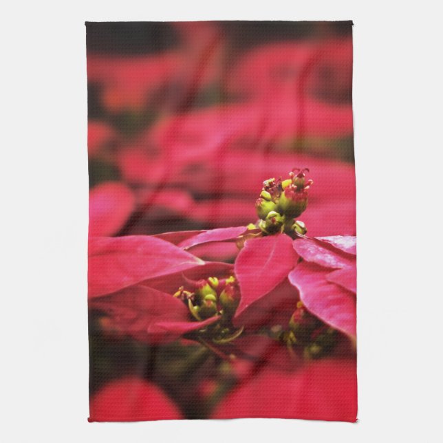 Red Poinsettias Flowers Towel (Vertical)