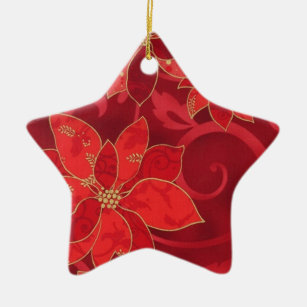 Red Poinsettias Holiday Christmas Ornament