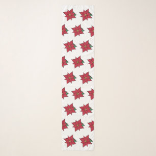 Red Poinsettias Holiday Scarf