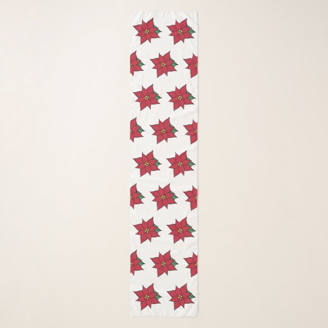 Red Poinsettias Holiday Scarf (Front)