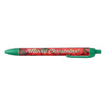 Red Poinsettias I Christmas Holiday Floral Black Ink Pen