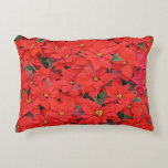 Red Poinsettias I Christmas Holiday Floral Photo Accent Pillow