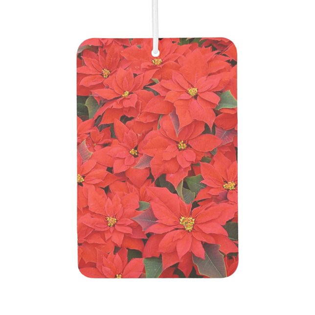 Red Poinsettias I Christmas Holiday Floral Photo Air Freshener (Front)