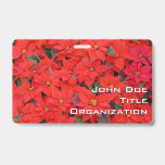 Red Poinsettias I Christmas Holiday Floral Photo Badge